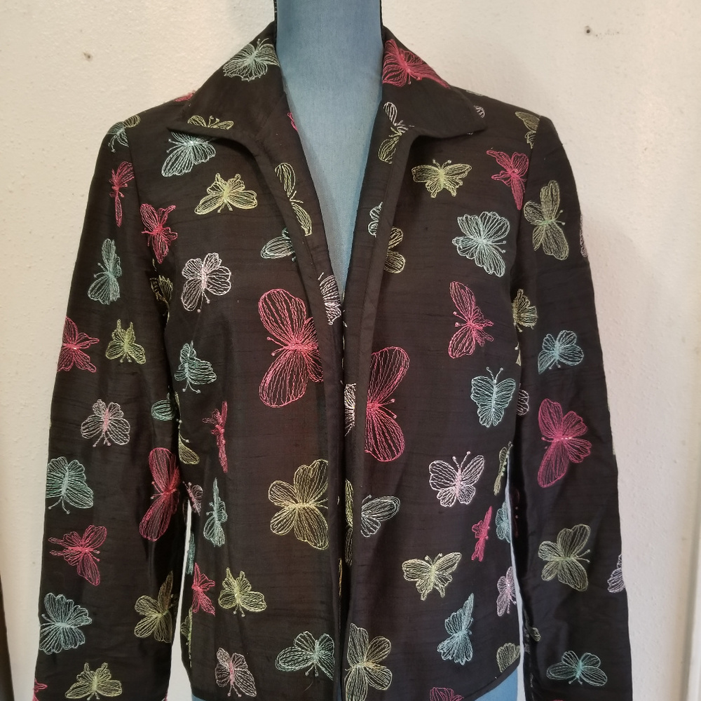 Peck and Peck Silk Butterfly Blazer Jacket Sz 8